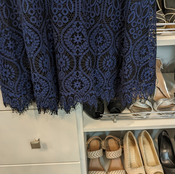 Reitmans Blue Lacy Fit and Flare Sleeveless Dress - Picture 2 of 6